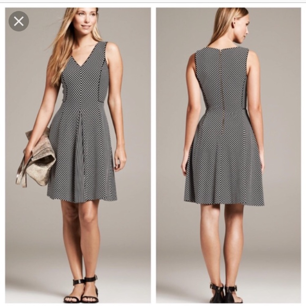 Banana Republic striped dress, gold zipper detail